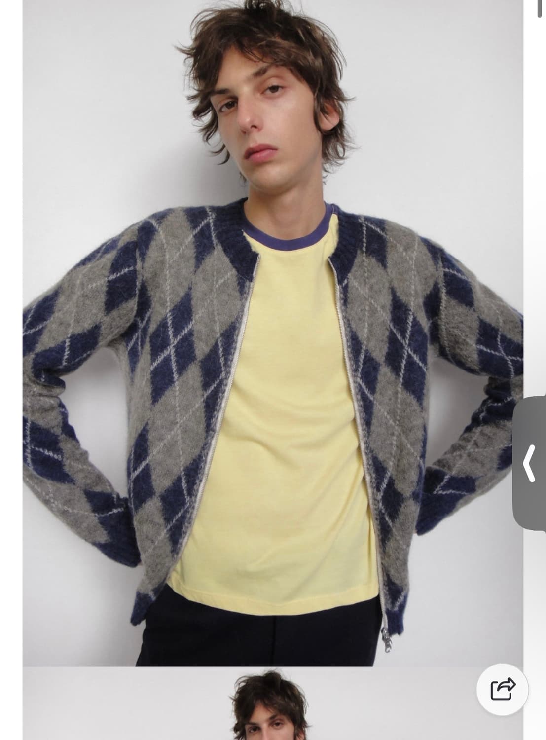 기마구아스 앨리스 아가일 니트 집업 상품이미지1