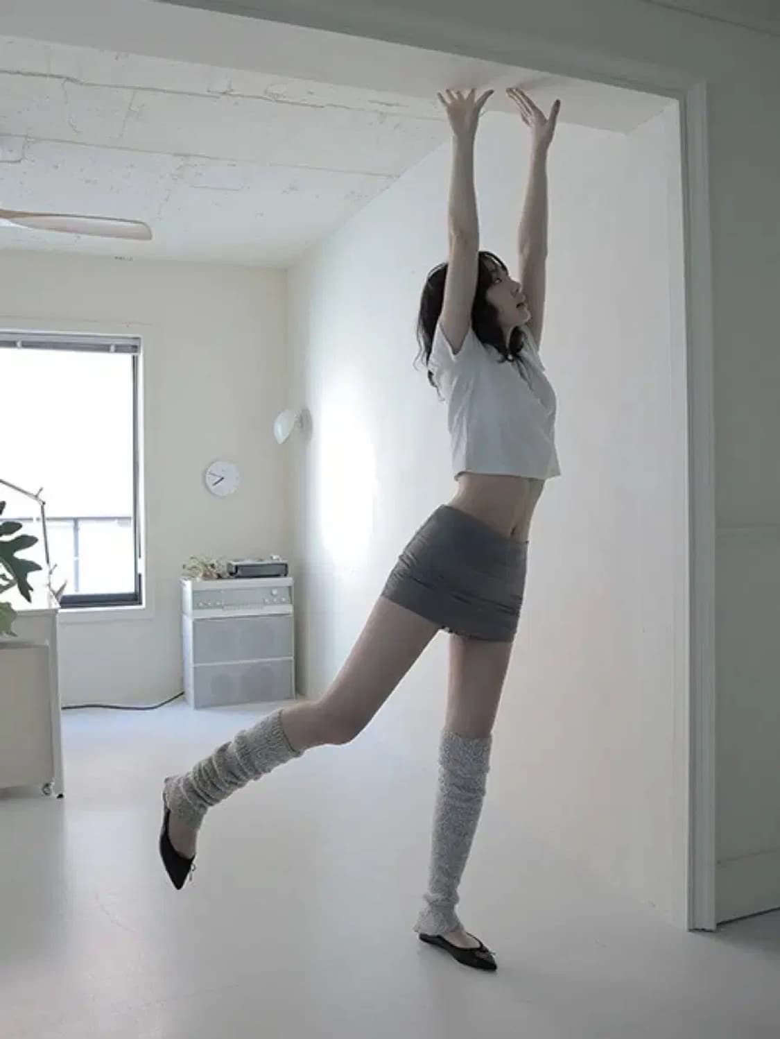 클라따 로우 마이크로 미니 스커트 치마바지 그레이 상품이미지1