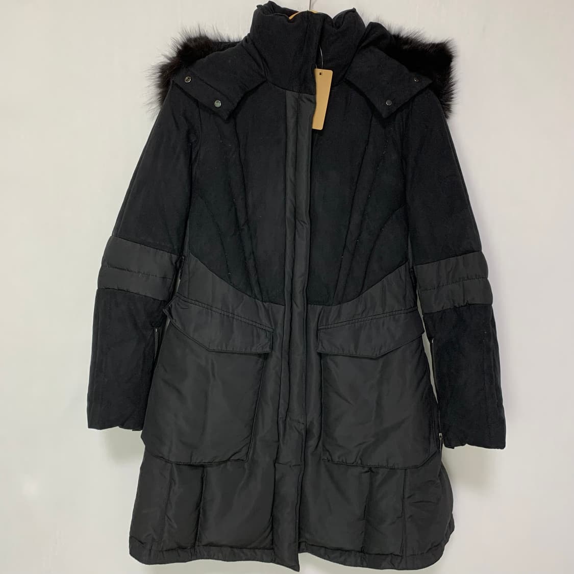 한섬 타임 빈티지 폭스 퍼 후드 롱 패딩 점퍼 여성 85 사이즈 상품이미지2