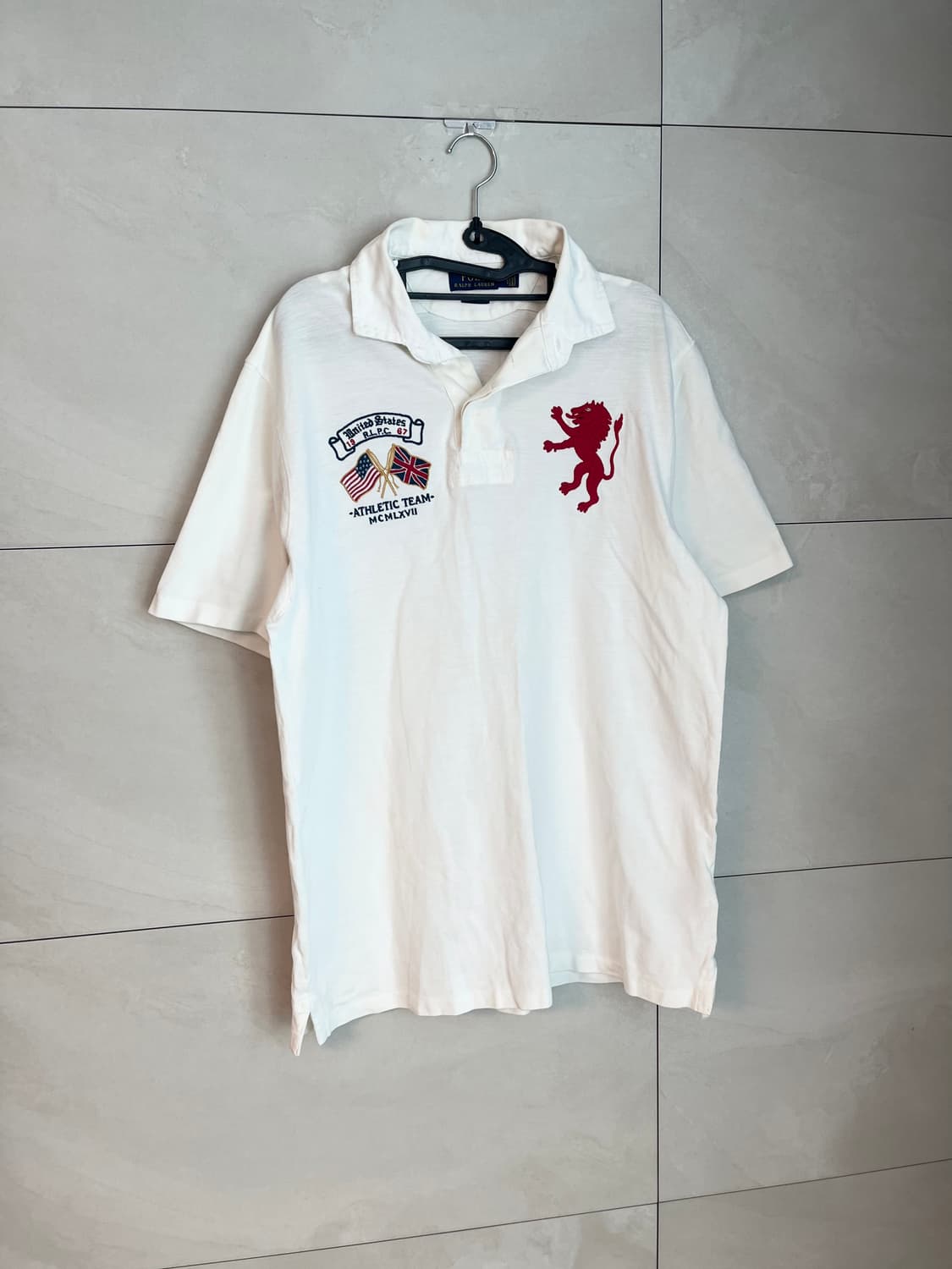 폴로 랄프로렌 사자 자수 빅로고 반팔 카라 셔츠 화이트 [M] 상품이미지3