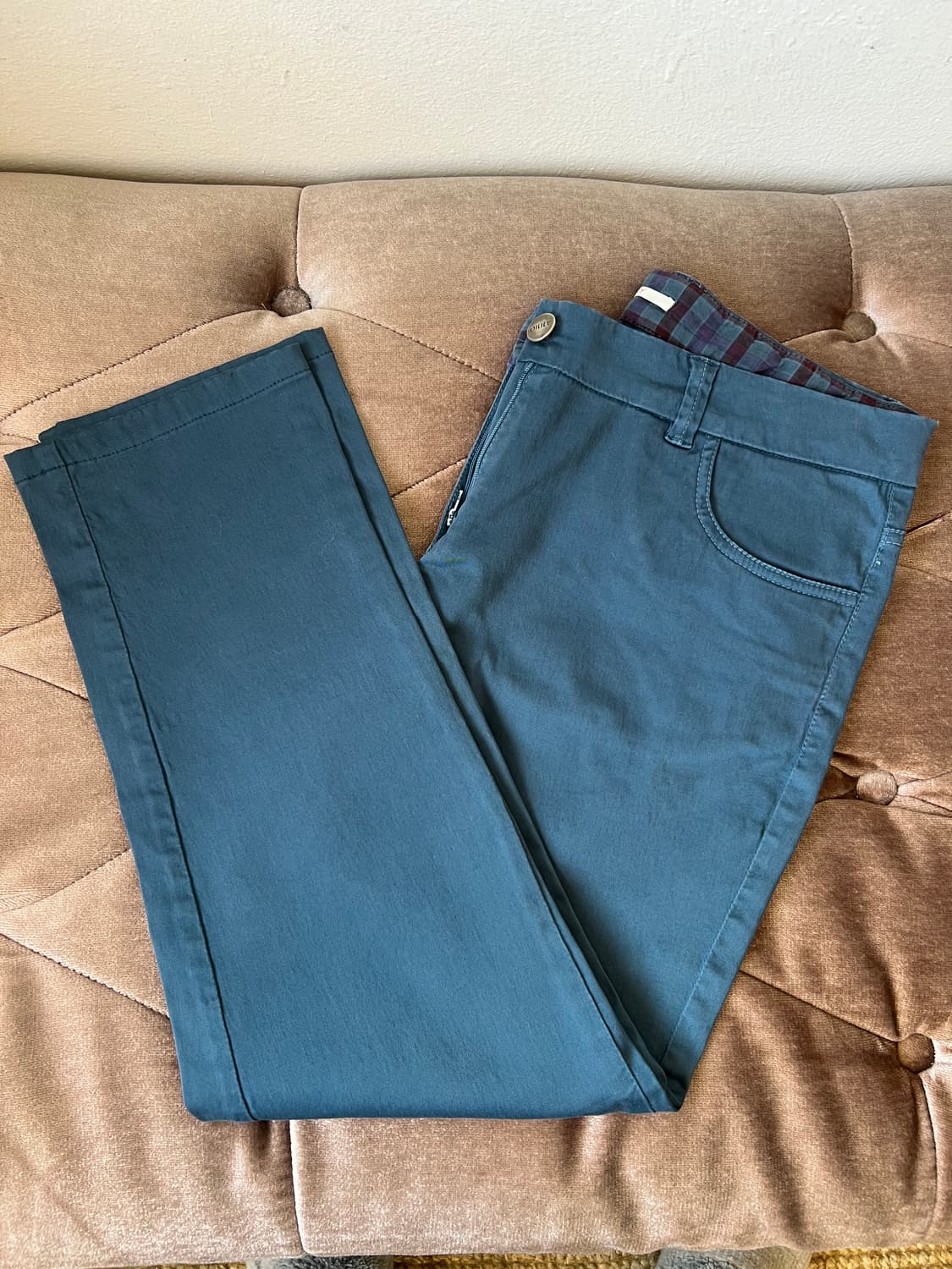 오일릴리 여자 청록 코튼팬츠 슬랙스 상품이미지1