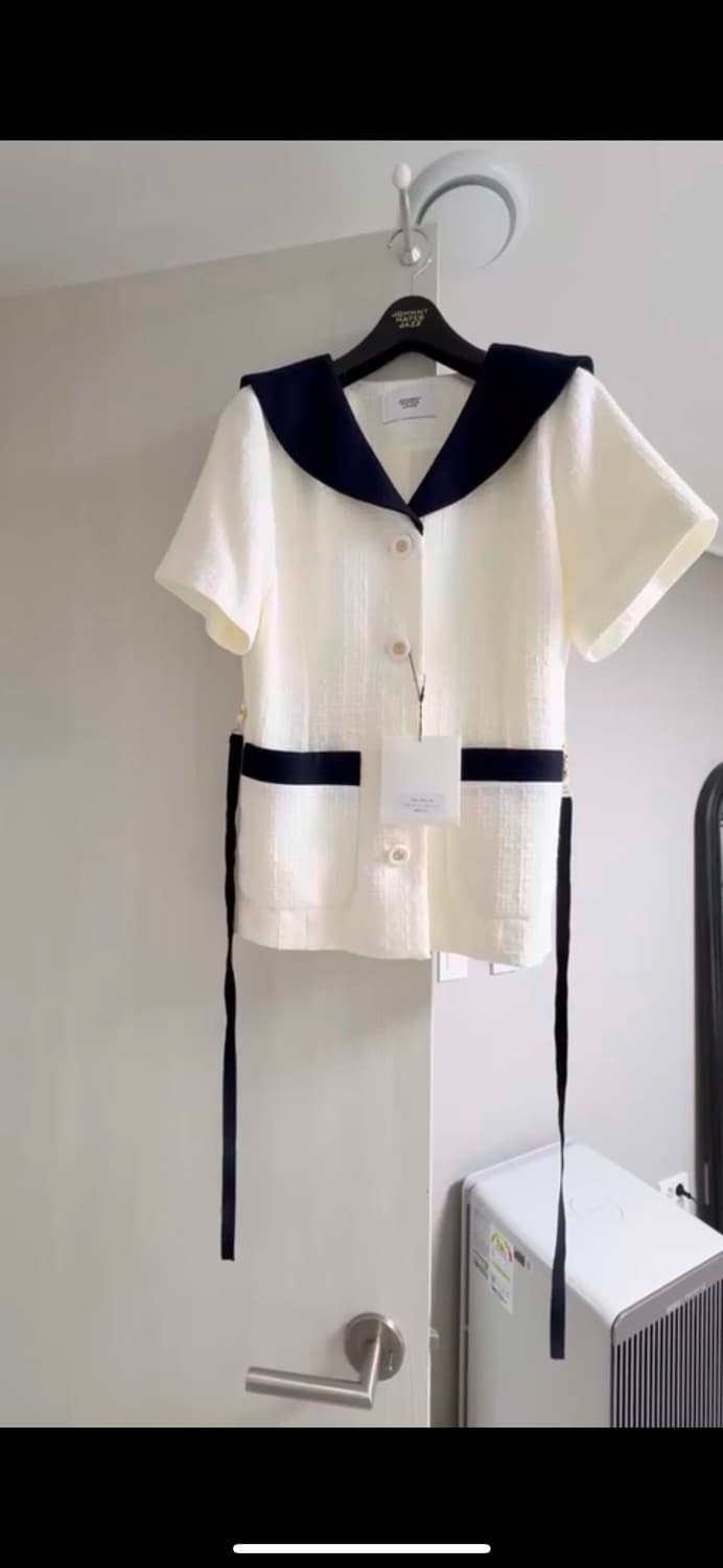 쟈니헤잇재즈 리본 벨티드 트위드 자켓 화이트 상품이미지4