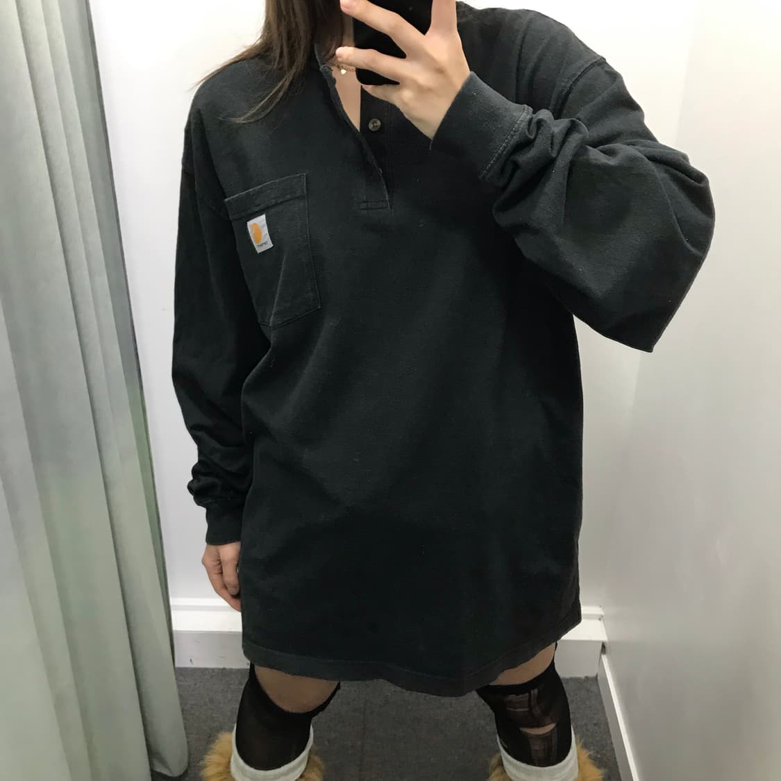 칼하트 블랙 헨리넥 롱슬리브 상품이미지2