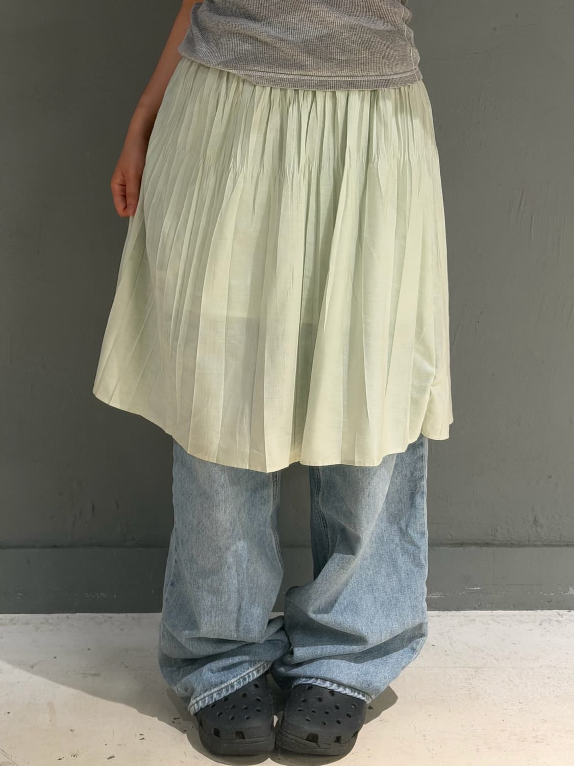 KUMIKYOKU apple mint pleats detail sk 상품이미지1