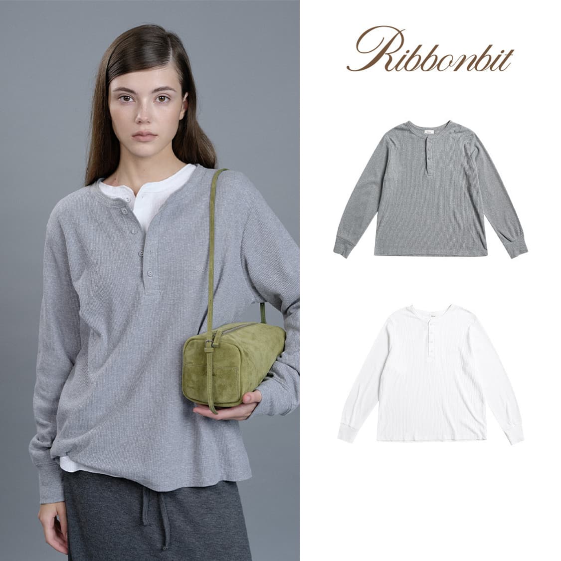 리본빛 25fw dylan long sleeve tee grey 상품이미지2