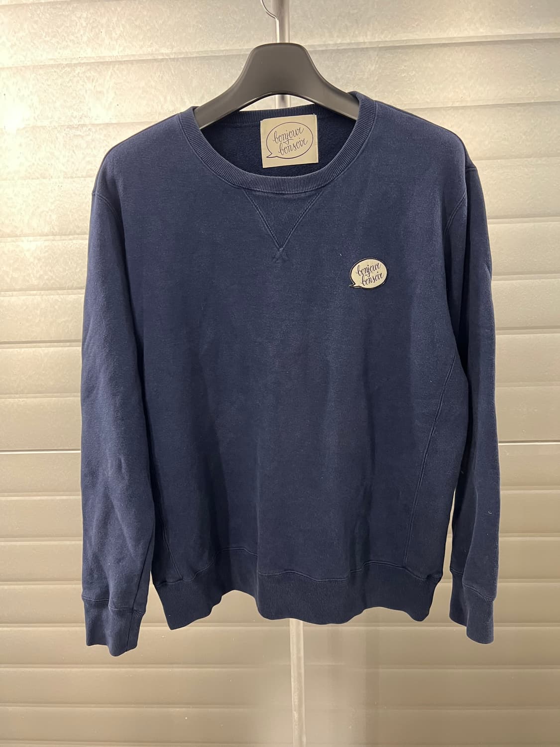 봉주르 레코드 네이비 맨투맨 L 상품이미지2