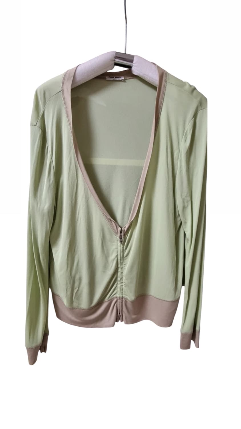Miu miu 비스코스 라임 집업 가디건 상품이미지1