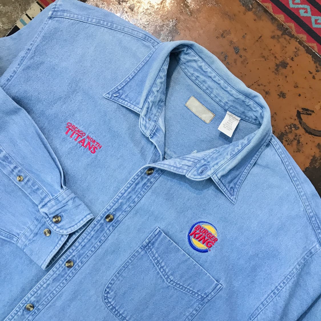 빈티지 중청 데님 컴퍼니 셔츠 청남방 남성 115 빅사이즈 상품이미지3