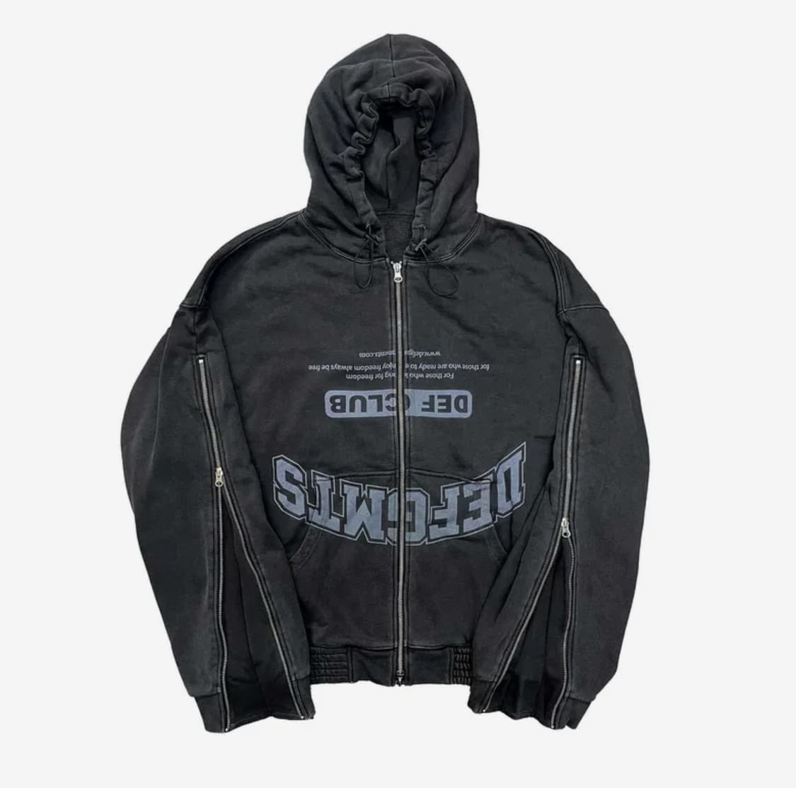 데프가먼츠 리버스 프린트 후드집업[블랙] 상품이미지1