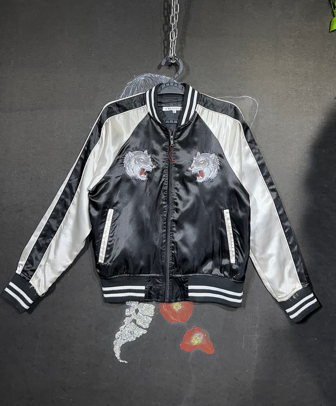 일본빈티지 호랑이 자수 스카잔 M 상품이미지5