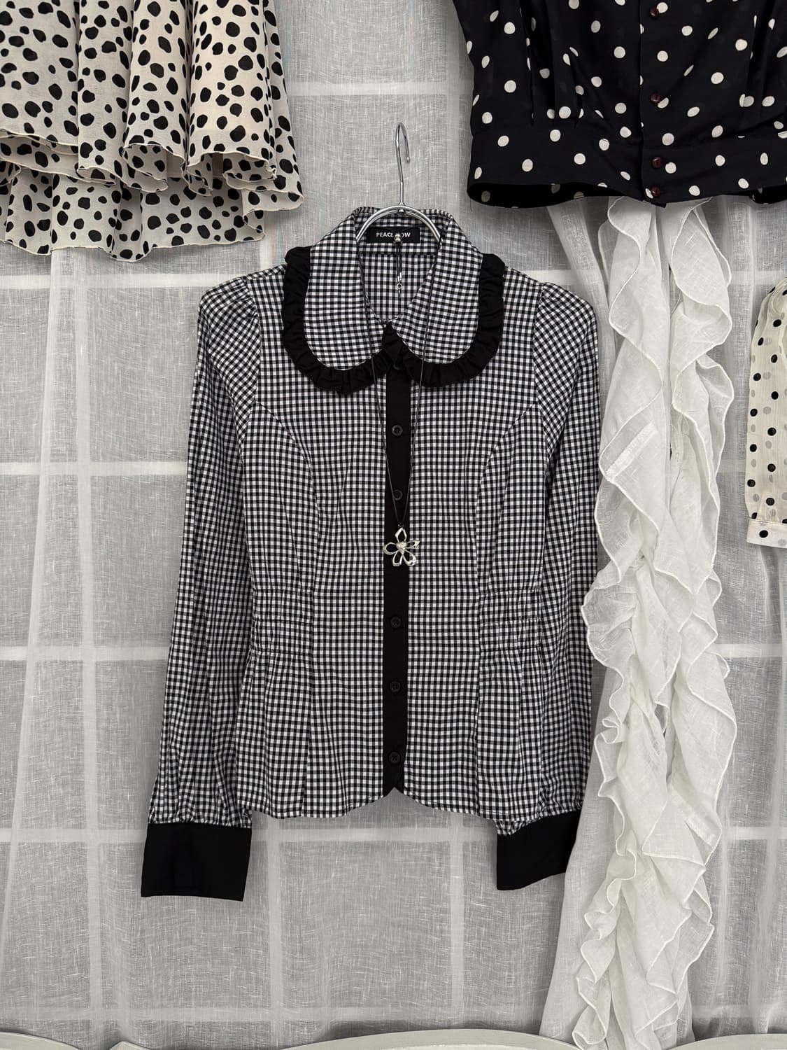 Check Lace Collar Shirt 0208 상품이미지1