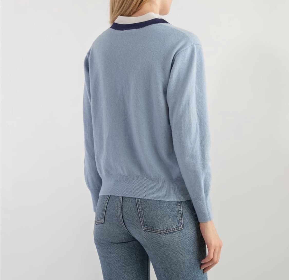 Sandro 산드로 V넥 여성 캐시미어 니트 하늘색 상품이미지2