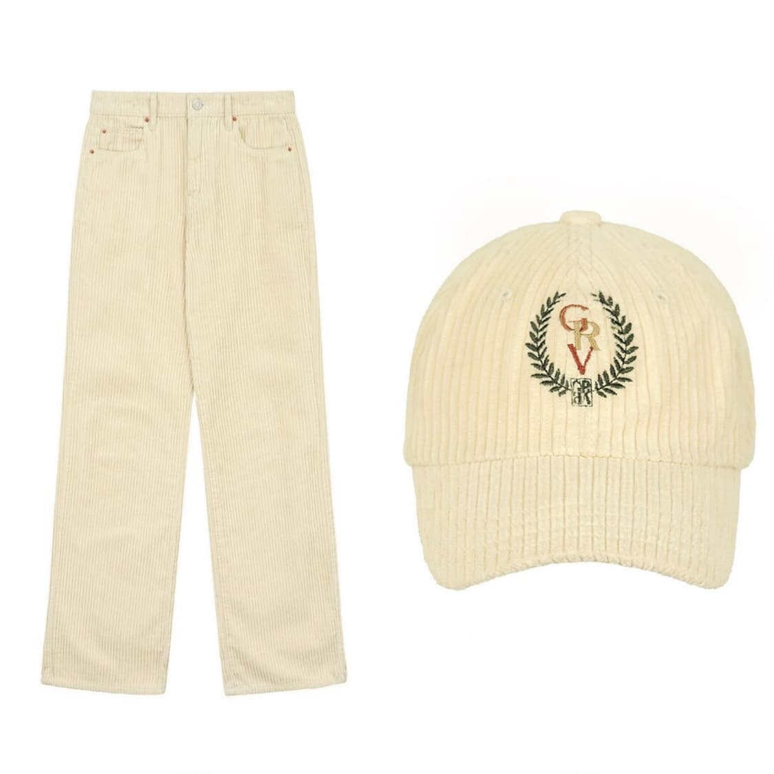 [s] 그로브 코듀로이 DUNE 팬츠+LAUREL 볼 캡 아이보리 상품이미지1