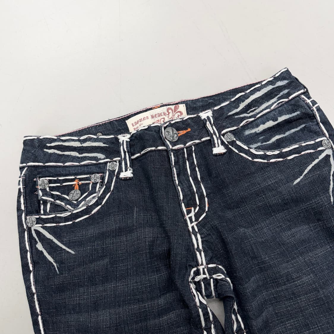 라구나비치 Y2K 락 펑크 스티치 부츠컷 데님팬츠 상품이미지4
