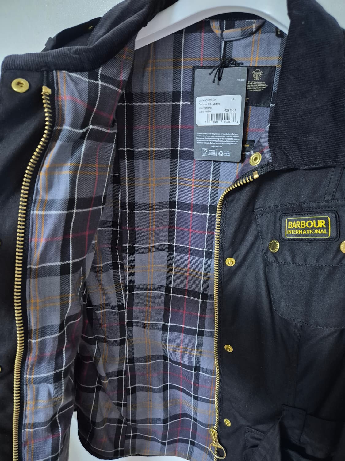 바버 인터네셔널 왁스 자켓 블랙(UK14) 상품이미지5