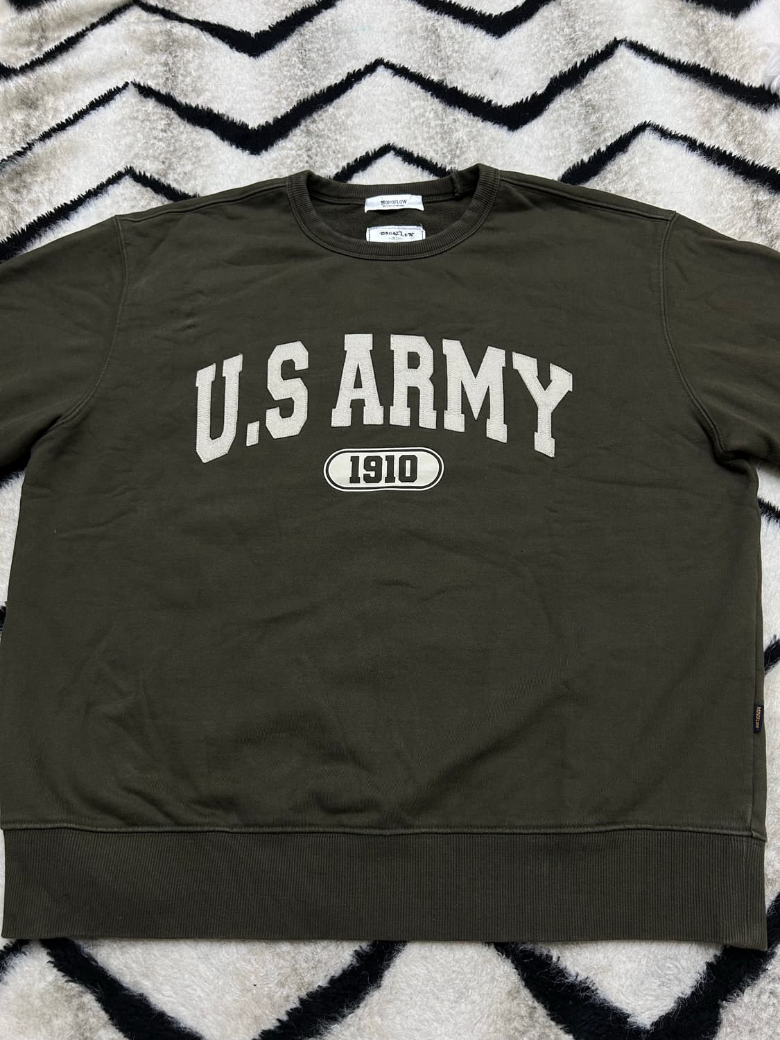 [M]모노플로우 U.S Army 오버핏 맨투맨/카키 상품이미지3