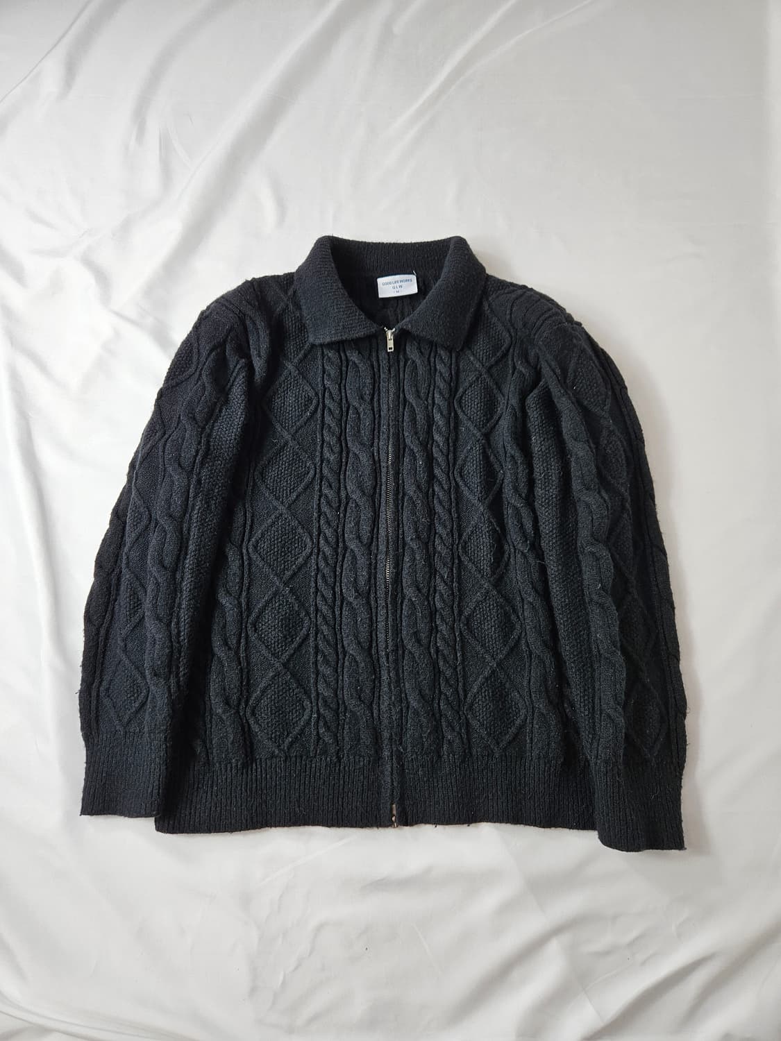 굿라이프웍스 헤비아크릴 니트집업 꽈배기니트 M 상품이미지1