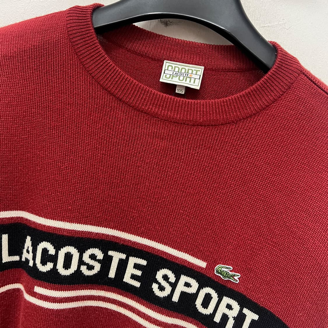 90s 서광 라코스테 스포츠 레터링 울 긴팔 니트 105 상품이미지3
