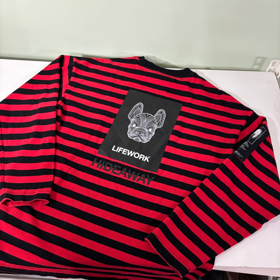 M 라이프워크 레드 단가라 백로고 롱슬리브 상품이미지3