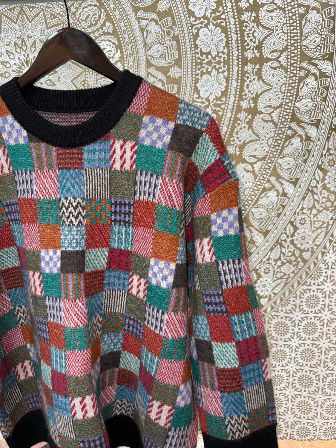 빈티지 패턴 체크 니트  상품이미지3