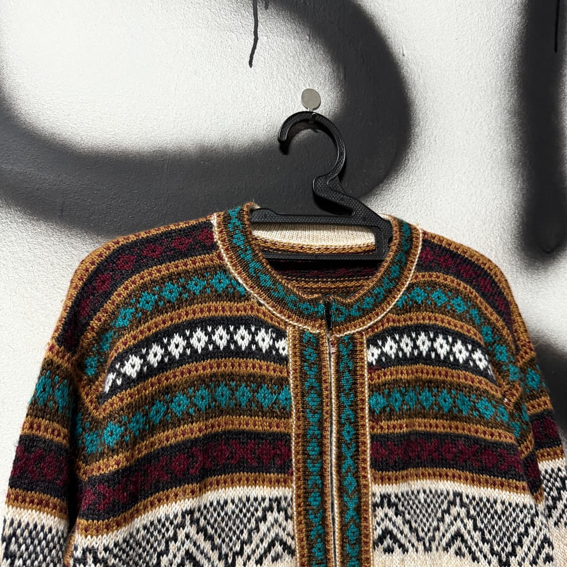 VTG 빈티지 에스닉 패턴 울 혼방 니트 집업 상품이미지3