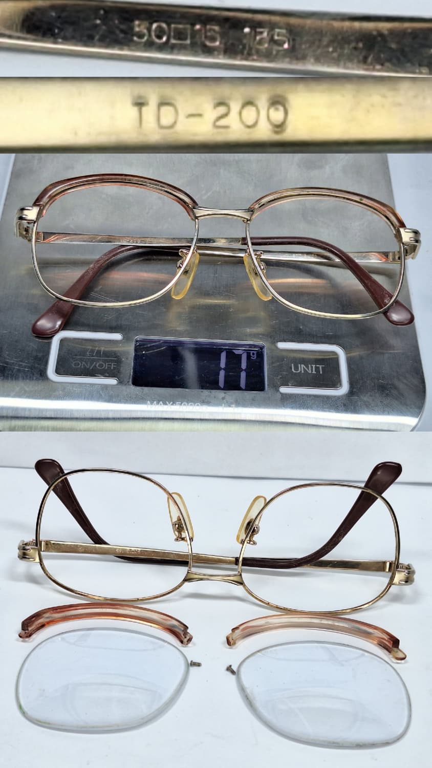 TD-200 브로우 커버 안경 안경테 50ㅁ15/ 일본 일제 수입 빈티지 상품이미지6