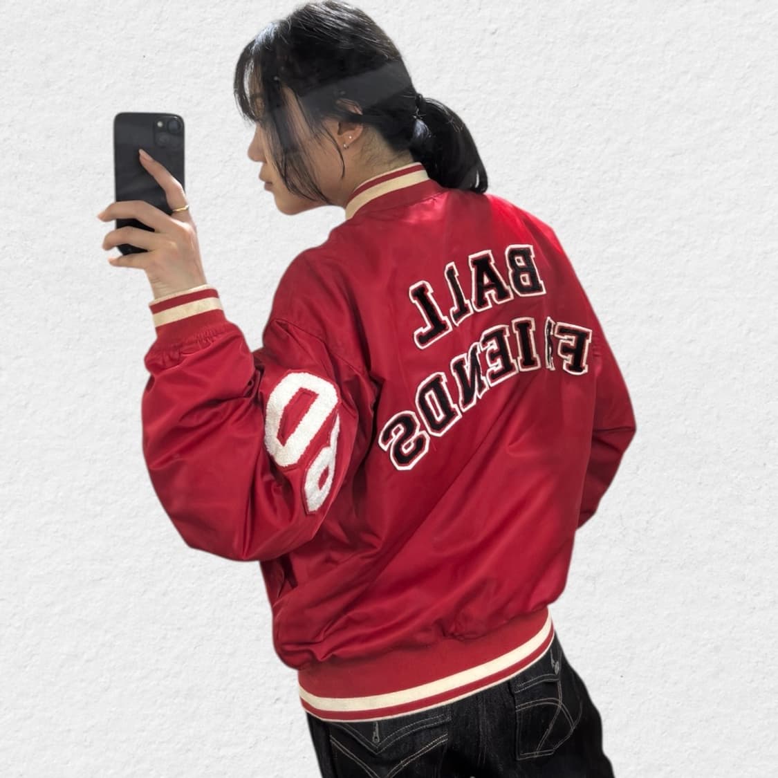 올드스쿨 레드 야구점퍼 바시티 상품이미지1