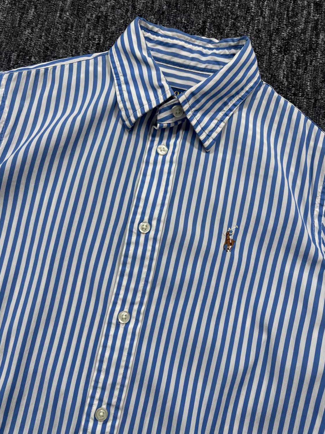 폴로 블루 스트라이프 슬림핏 셔츠 상품이미지4