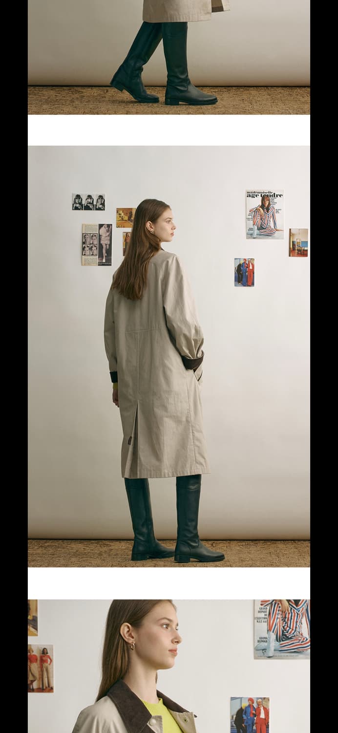 앤유(ANDYOU) 베이지 코듀로이 배색 트렌치코트 상품이미지4