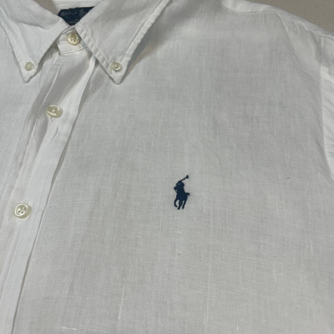XXL) 폴로 랄프로렌 커스텀핏 화이트 린넨 셔츠 상품이미지4