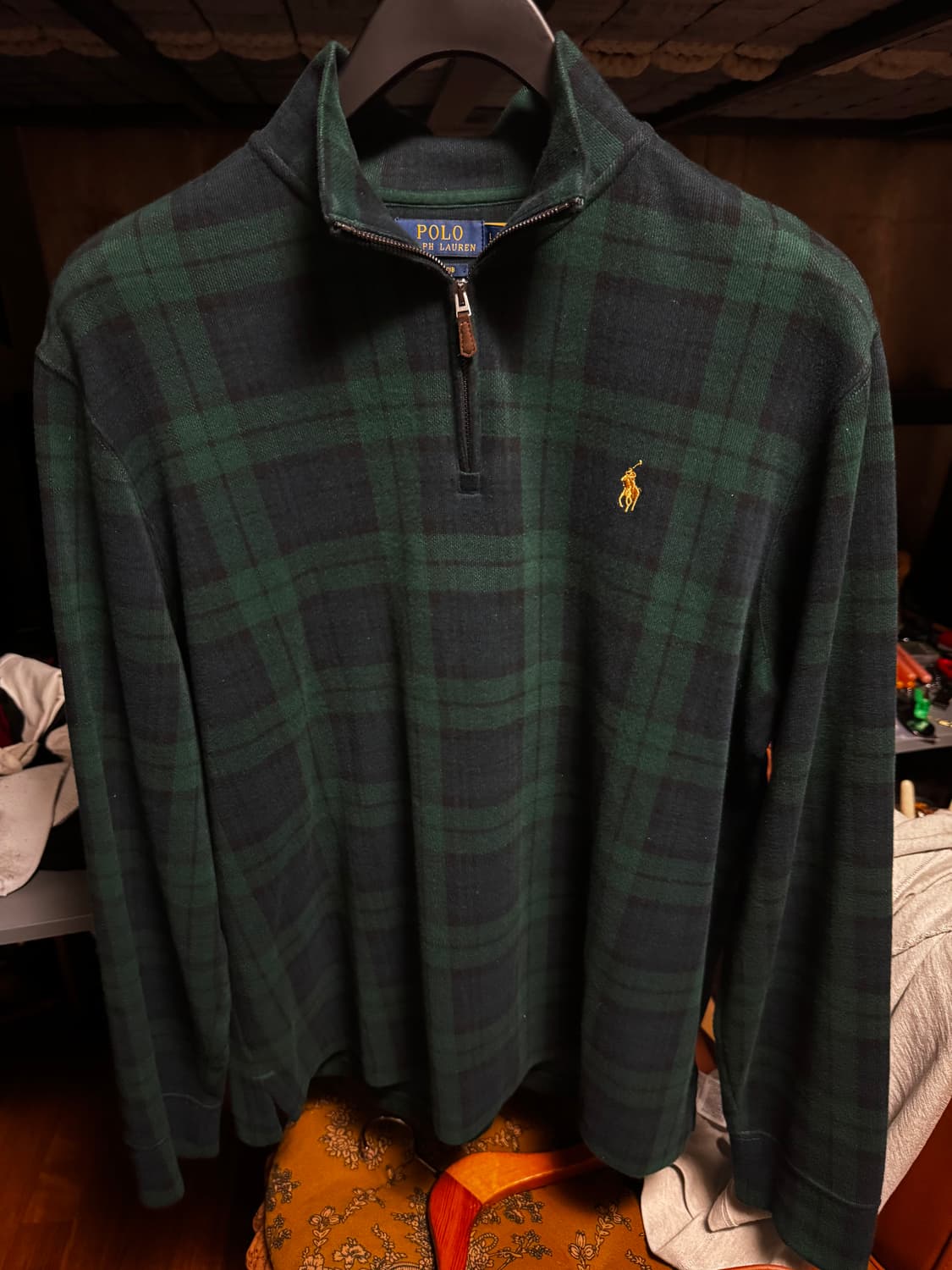 폴로 랄프로렌 타탄체크 반집업 새상품 L 상품이미지1