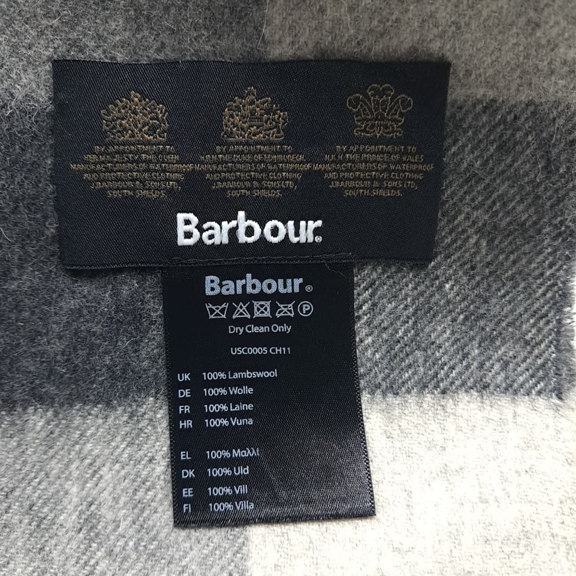 MX630 바버 00s 램스울 버팔로 체크 차콜 머플러 목도리 상품이미지5