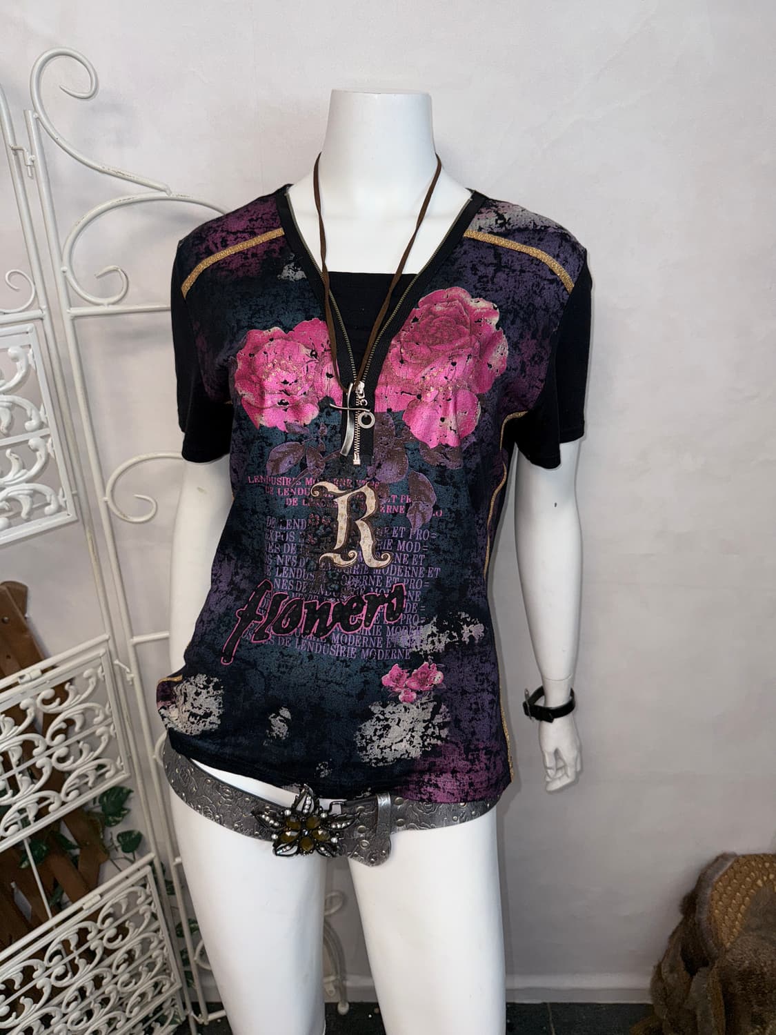 Black purple oriental fairy rose half t  상품이미지5