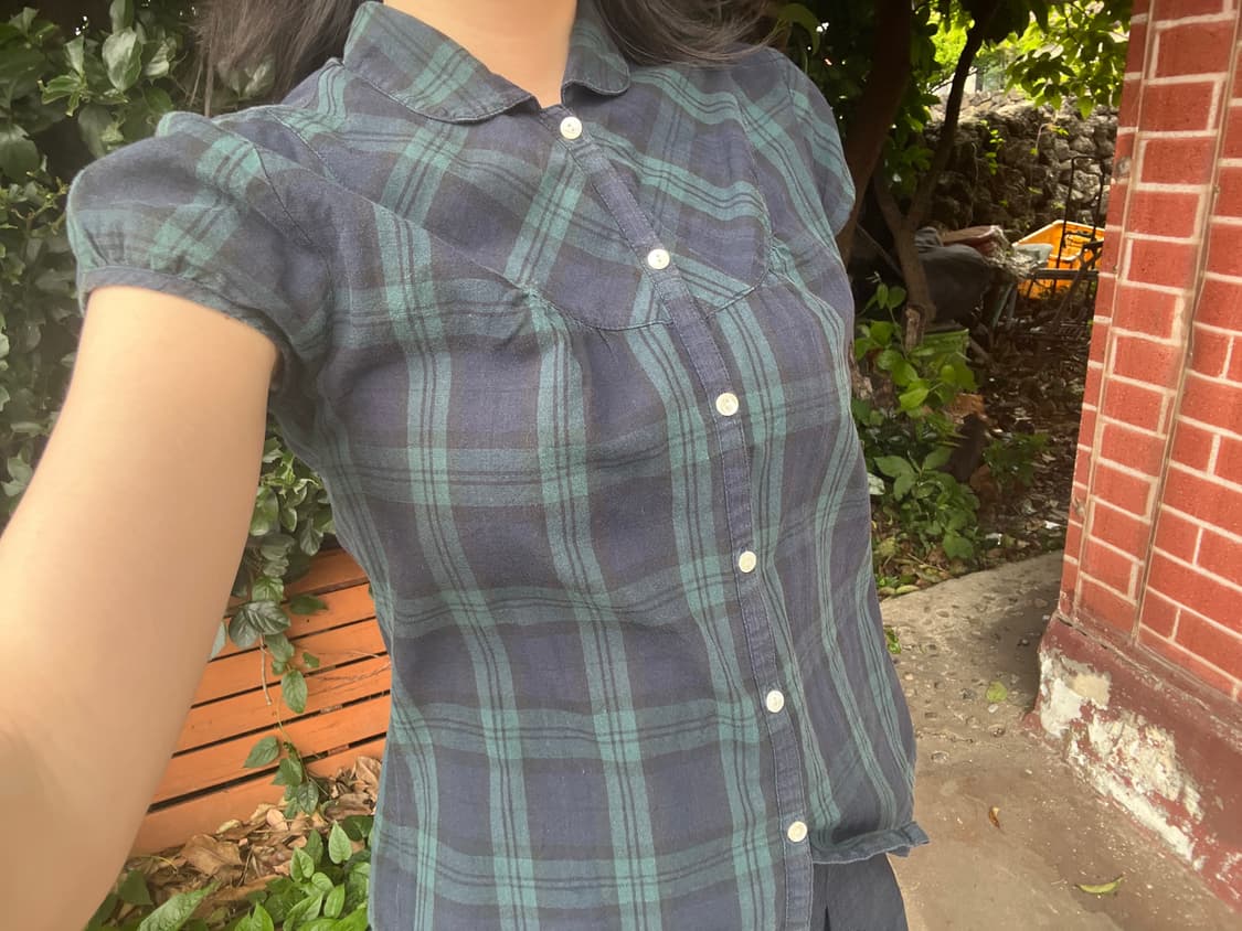모리걸 체크 라운드카라 셔츠 상품이미지3