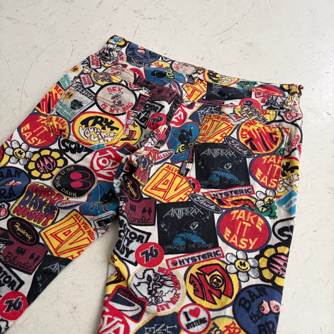 00s 히스테릭 글래머 믹스 스티커 부츠컷 팬츠 M 상품이미지10