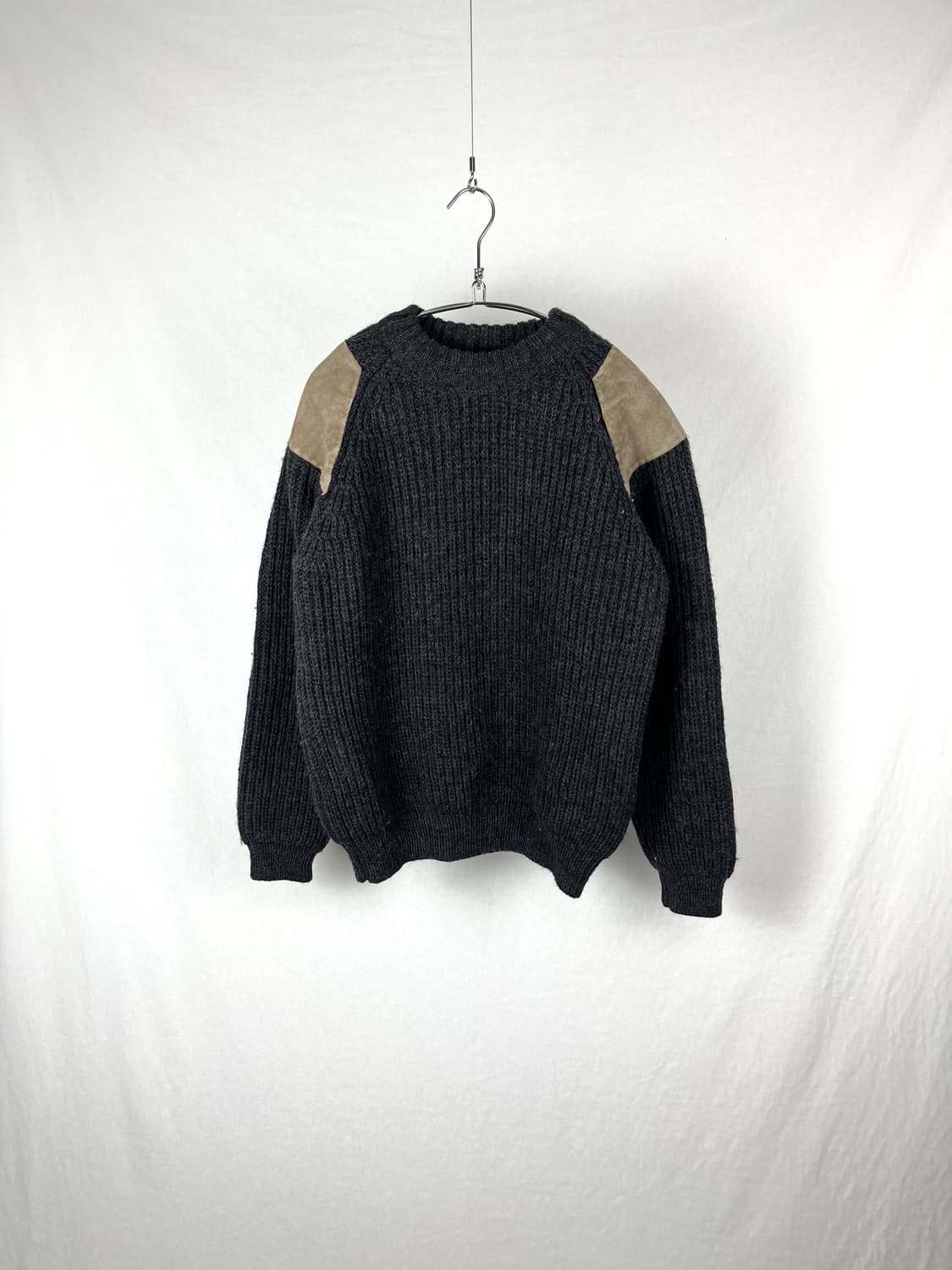 90s Vintage (maede in uk) 헤비 울 가죽패치 니트  상품이미지1