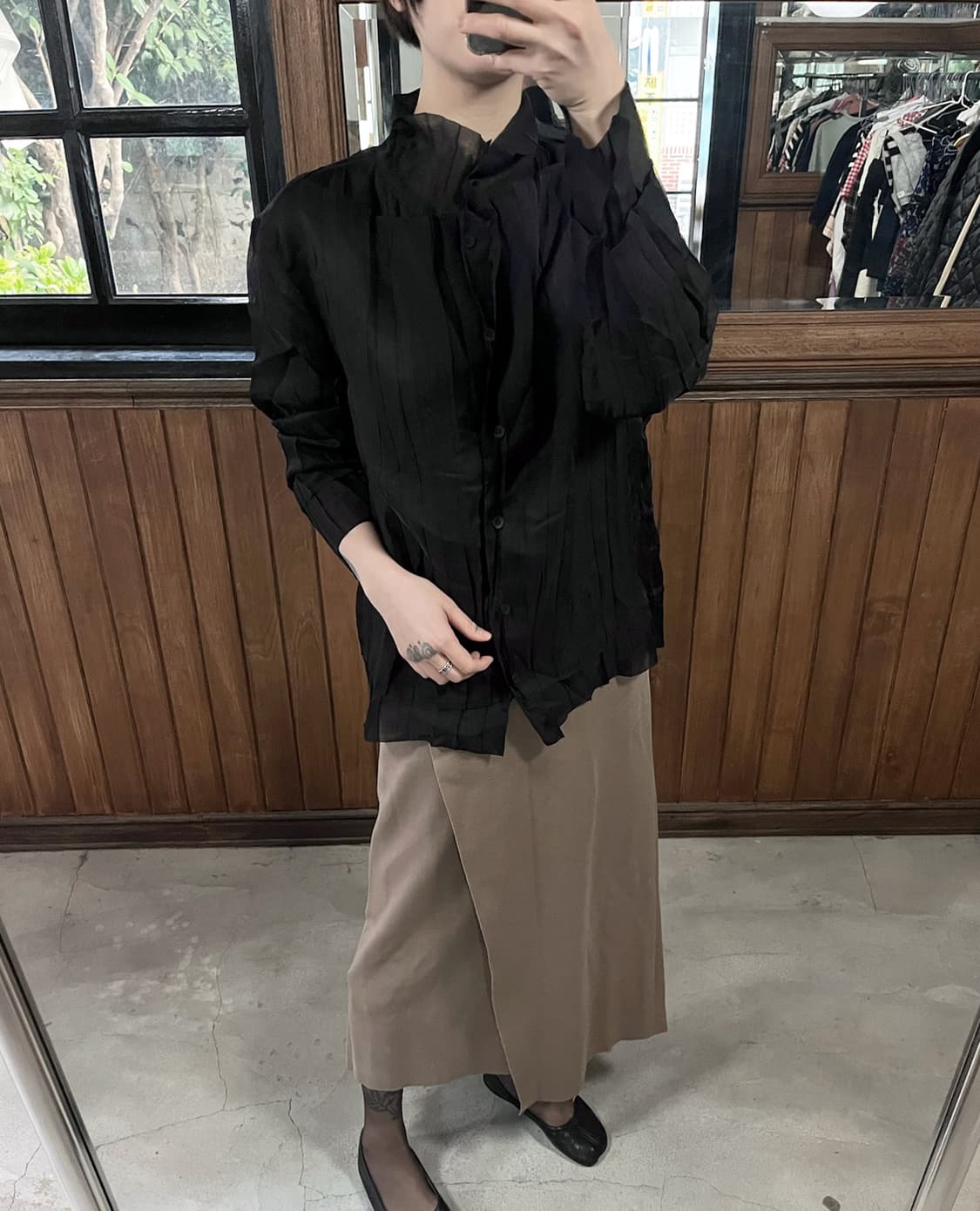 ISSEY MIYAKE sheer pleated lap blouse 상품이미지4