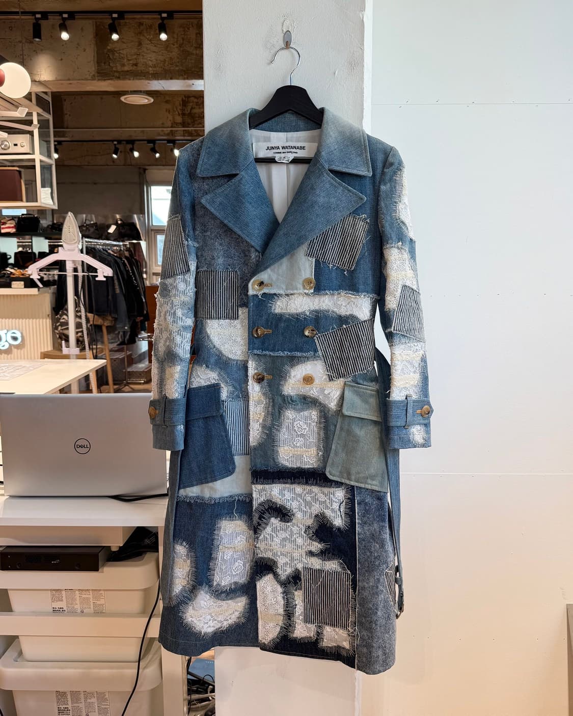 준야 와타나베 데님 패치워크 트렌치 코트  상품이미지2