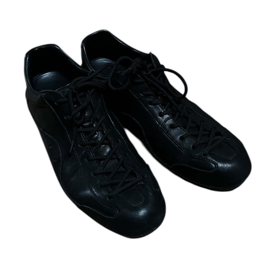 로맨틱무브 보울러 가죽 스니커즈 워싱 블랙 상품이미지1