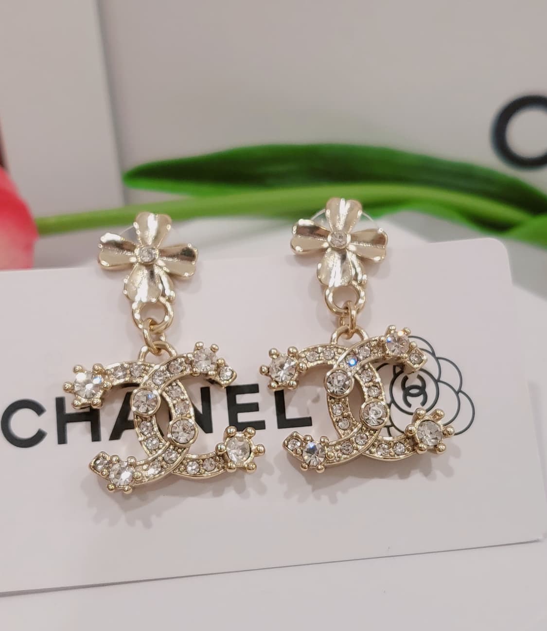 샤넬 cc로고 크리스탈 귀걸이 업사이클링 상품이미지1