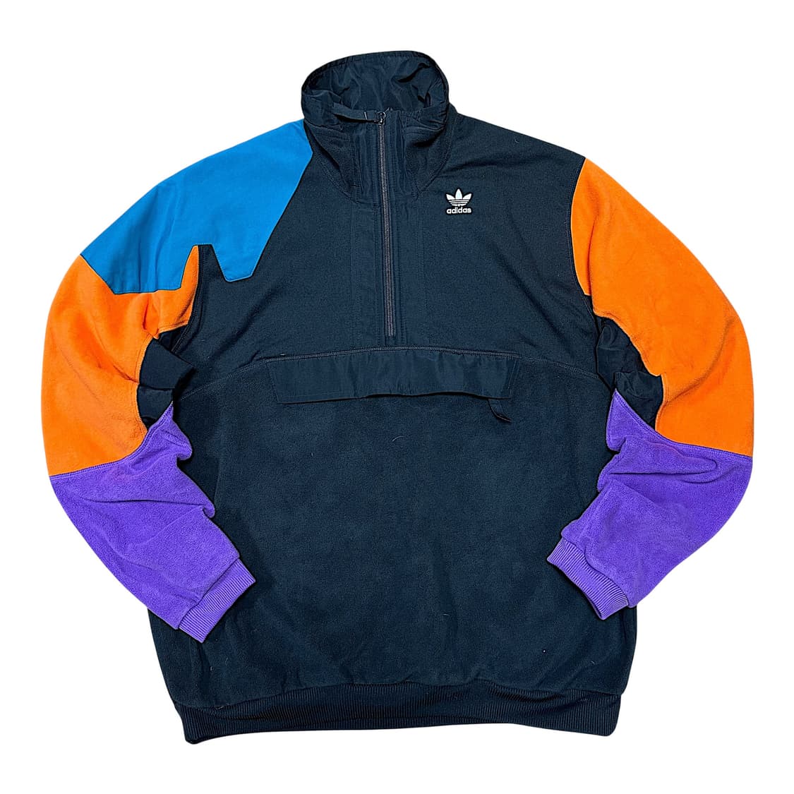 ✨ (세트) 아디다스 빅로고 배색 플리스 반집업  상품이미지3