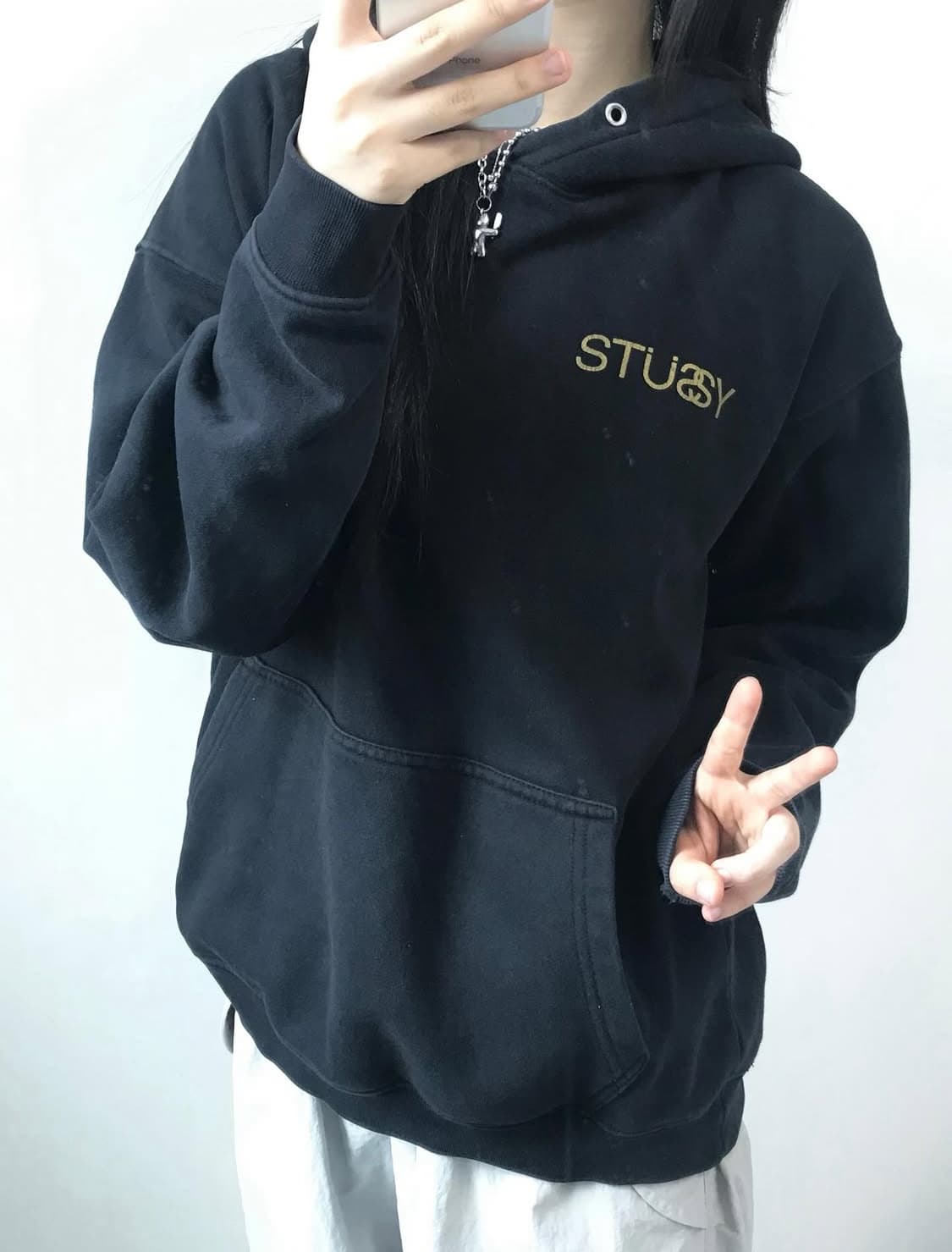 Stussy 스투시 00s SS 리플렉티브 로고 후드티 상품이미지8