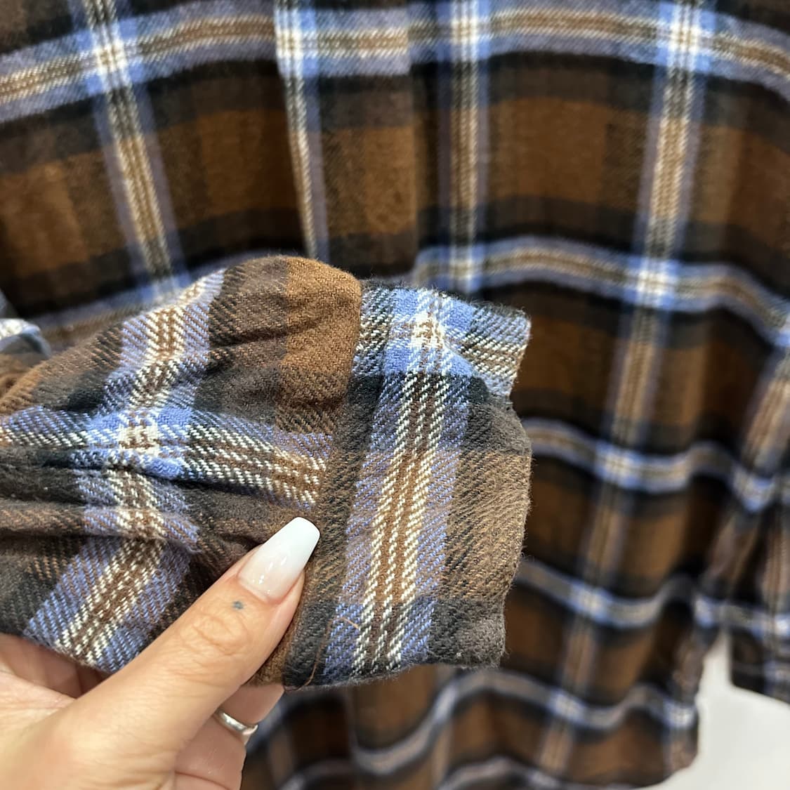 빈티지 브라운 체크 플란넬 셔츠M 상품이미지6