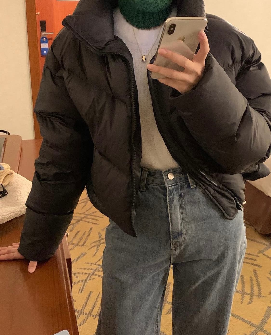 오리털 숏 패딩 아이보리, 블랙 상품이미지9