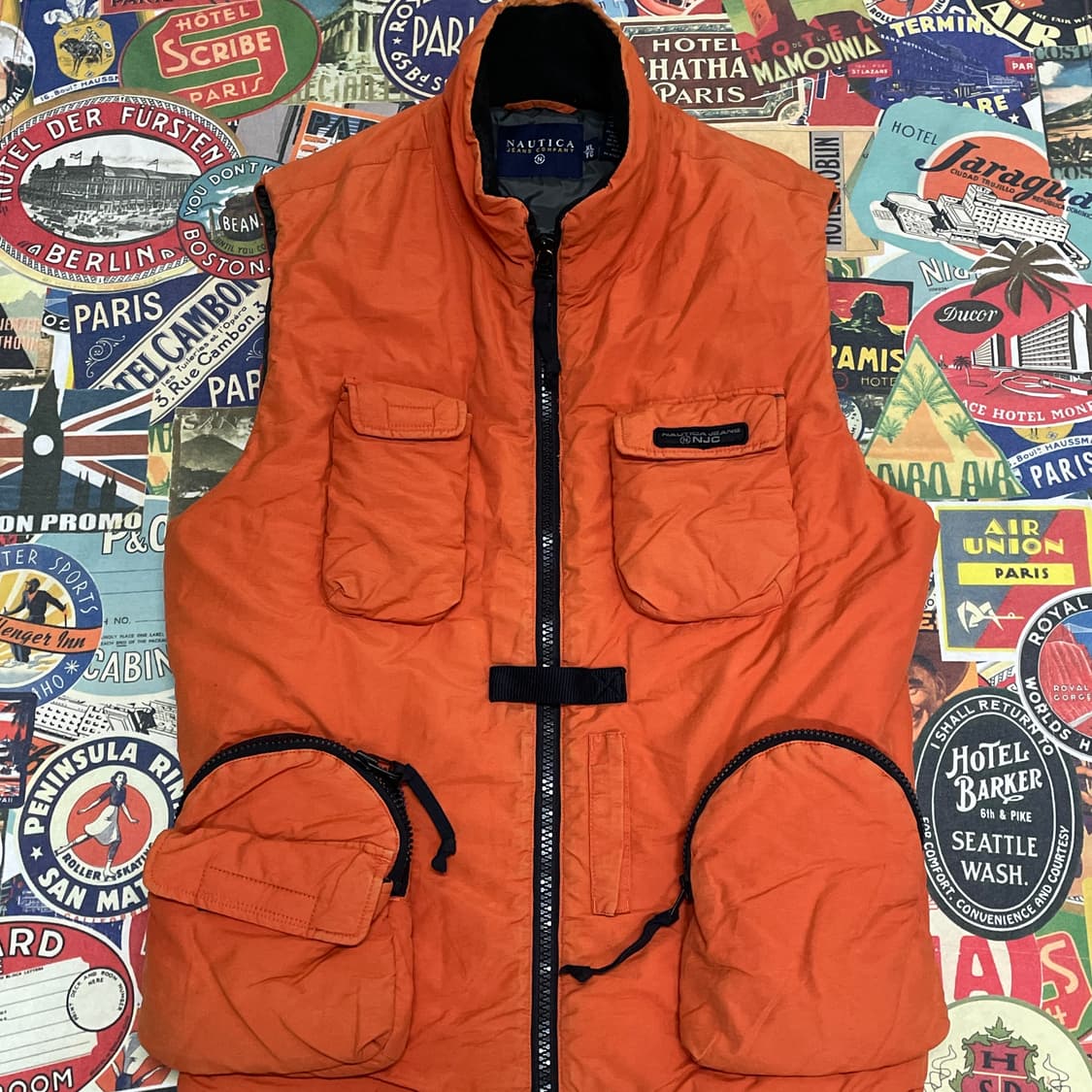 90s 노티카 유틸리티 멀티 포켓 탄창 베스트 올드스쿨 패딩 조끼 XL 상품이미지2