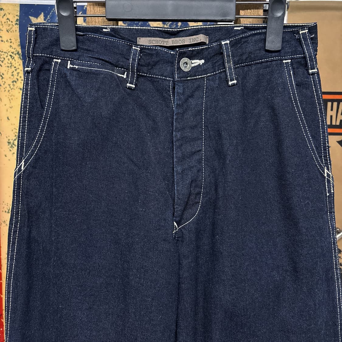 00s 쇼트 재팬라인 화이트 스티치 워크 데님팬츠 버튼플라이 N548 상품이미지3