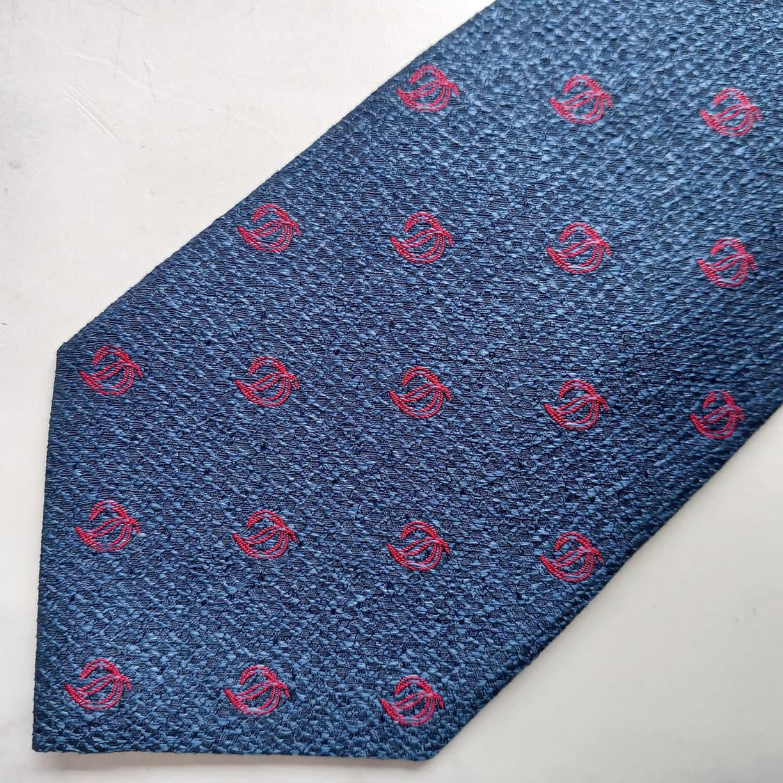 에스.티. 듀퐁 네이비 로고 패턴 넥타이 8cm S~A+등급 E952 상품이미지7