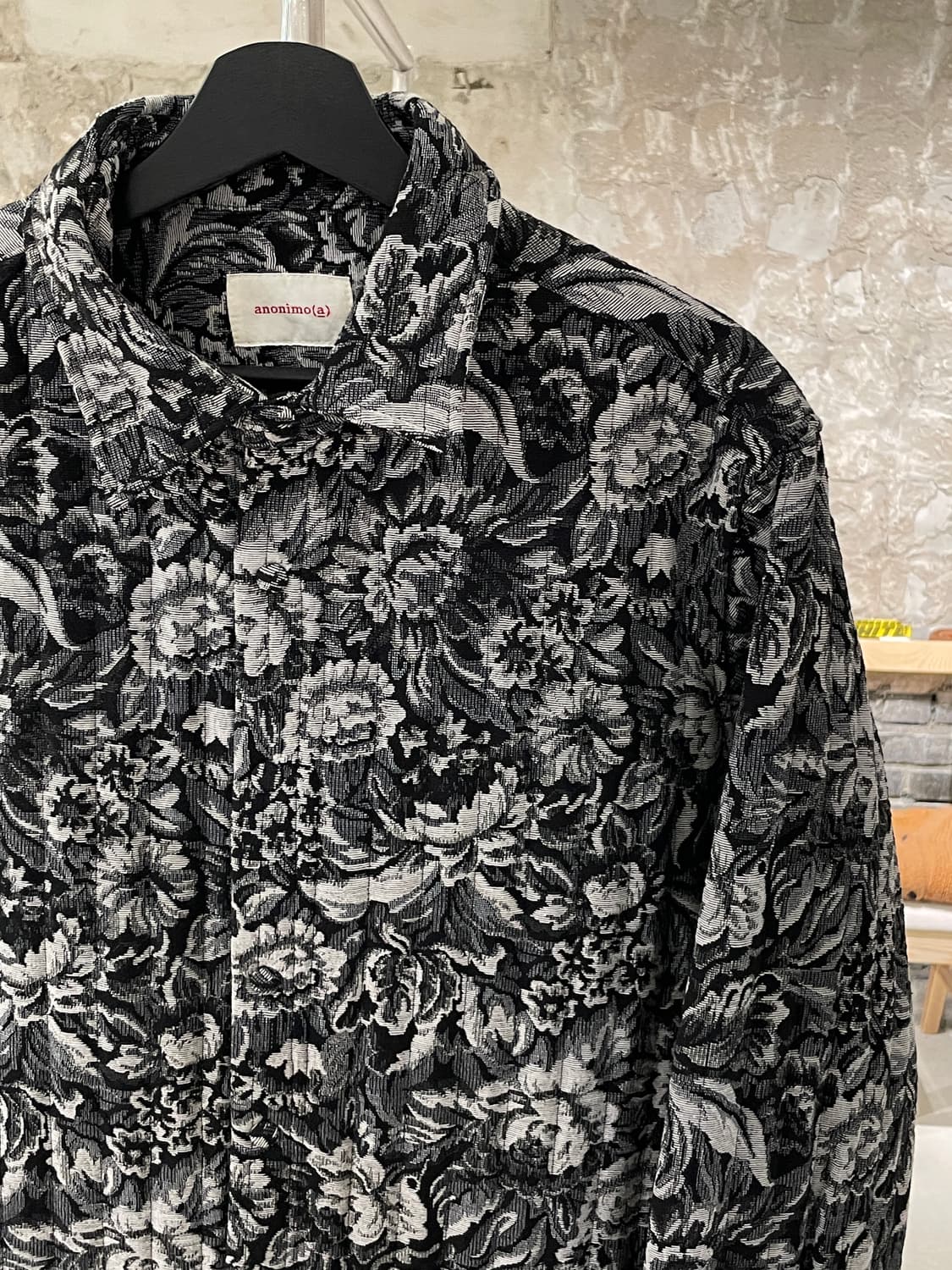 아노니모아노니마 그레이 플로랄 히든 스냅 자켓 상품이미지3