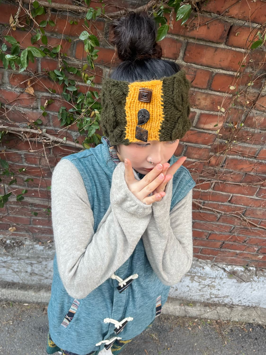 히피무드 단추 케이블 헤어밴드 상품이미지1