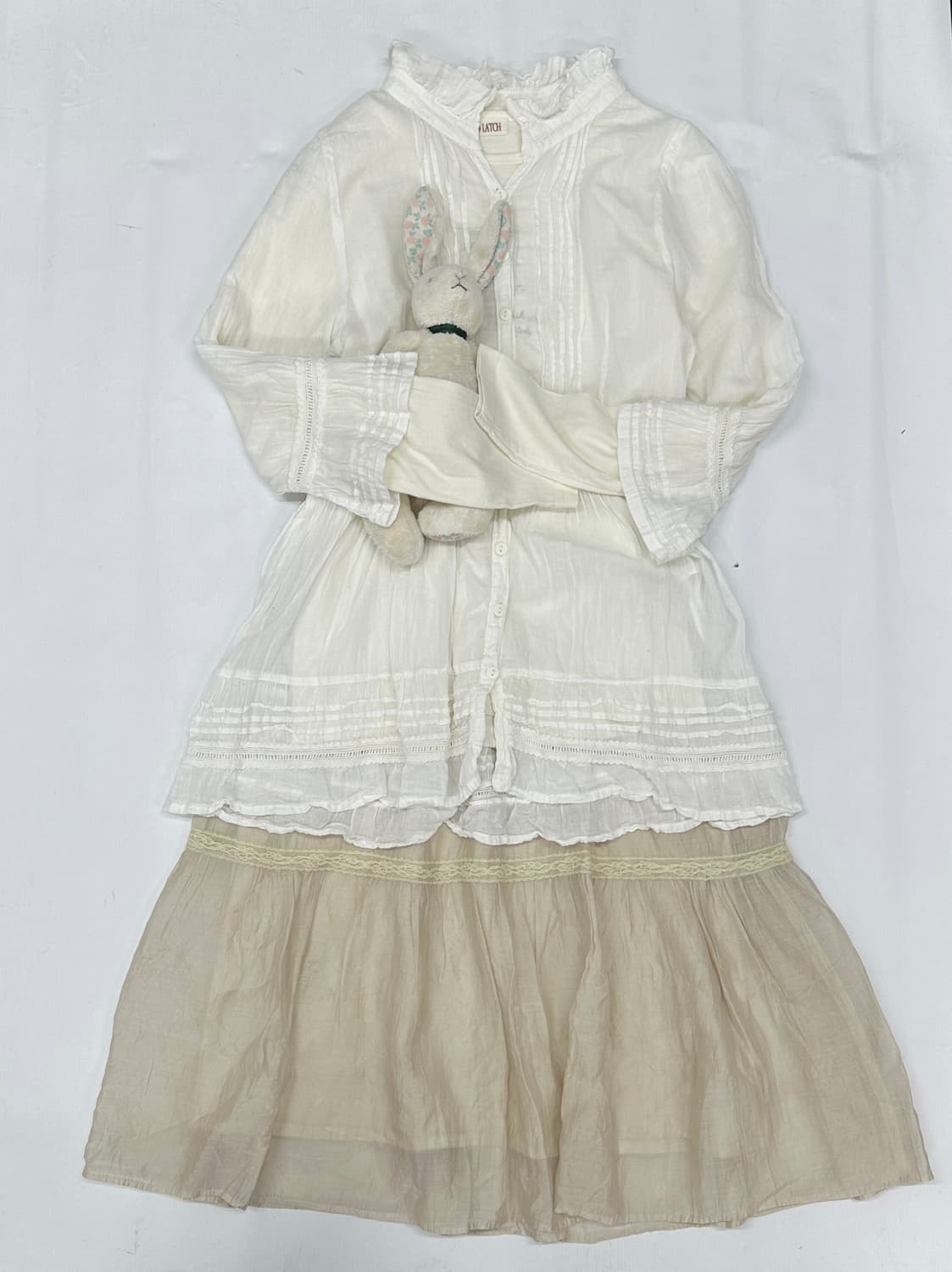 🤎하구미의 페어리 라떼갸루 코디세트🤎러블리 모리걸 레이스 블라우스  상품이미지3